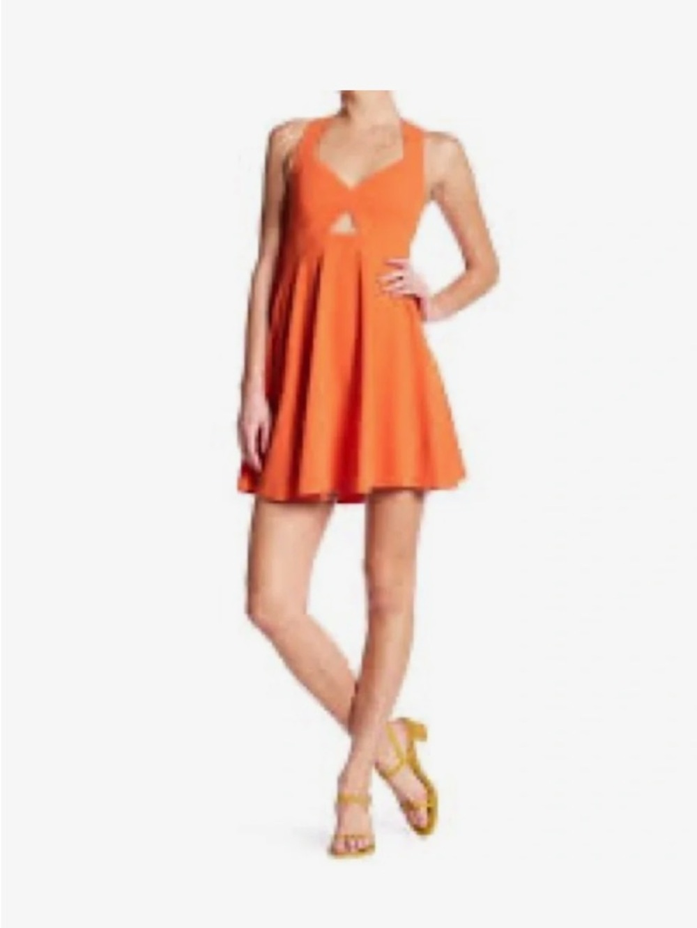 Alice + Olivia Vibrant Orange A-Line Mini Dress with V-Neck